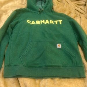 Carhartt Green Hoodie in Medium 8-10 Relaxed Fit. GUC